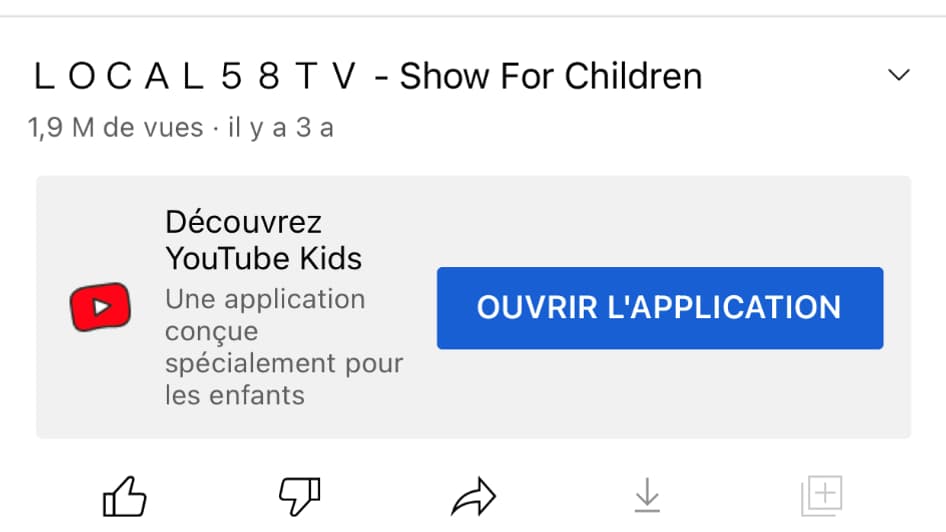 Vidéo horrifique "Show for Children" recommandée aux enfants par Youtube.