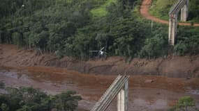 Vue aérienne du site de l'entreprise minière Vale, près de la ville de Brumadinho au Brésil, après l'effondrement d'un barrage le 25 janvier 2019