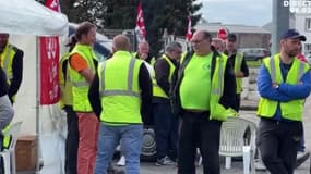 Des grévistes chez Bréger à Laval le 17 octobre 2022