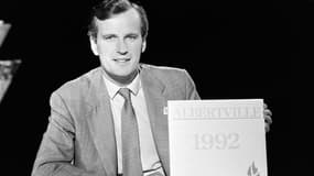 Michel Barnier présentant la candidature d'Albertville pour les Jeux olympiques d'hiver de 1992
