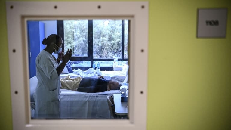 Dans l'hôpital psychiatrique Ville-Evrard à Saint-Denis, en banlieue parisienne, le 3 novembre 2020
