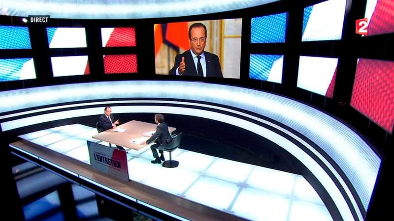 François Hollande face à David Pujadas sur France 2 jeudi soir.