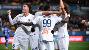La joie des Marseillais après le but de Mbemba contre Troyes en janvier 2023