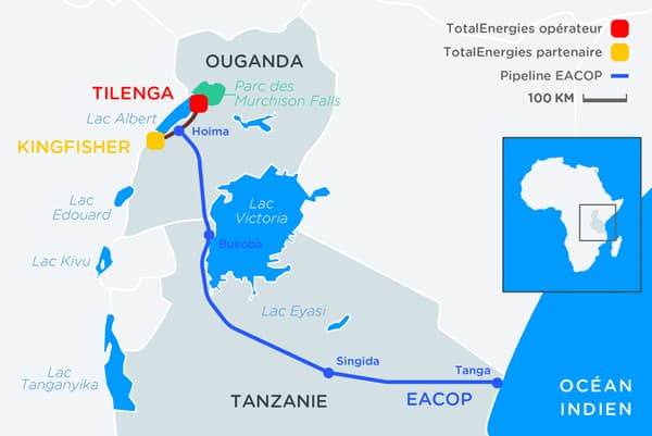 L'oléoduc EACOP, piloté par TotalEnergies, sillonerait l'Ouganda et la Tanzanie sur 1500 kilomètres.
