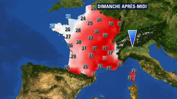 Les températures attendues dimanche Les températures attendues dimanche
