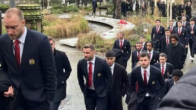 Les joueurs de Manchester United aux funérailles de Kath Phipps le 6 janvier 2025