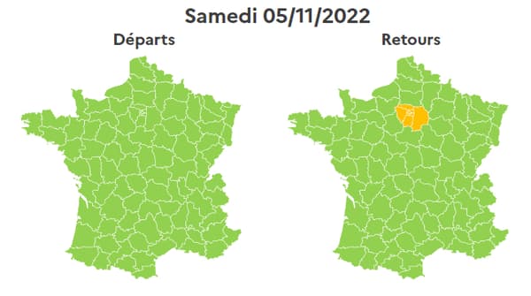 The day is classified as orange in Ile-de-France in the direction of returns this Saturday, November 5.