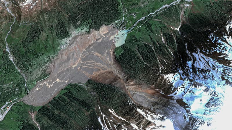 AVANT/APRÈS. Éboulement en Suisse: des images satellites montrent le village de Blatten quasi entièrement détruit