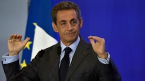Nicolas Sarkozy au siège de Les Républicains à l'issue de la convention du parti sur l'immigration