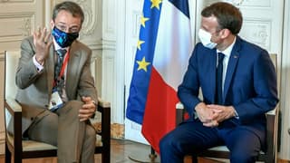 Emmanuel Macron rencontre le PDG d'Intel Patrick Gelsinger lors du 4e forum "Choose France", à Versailles le 28 juin 2021