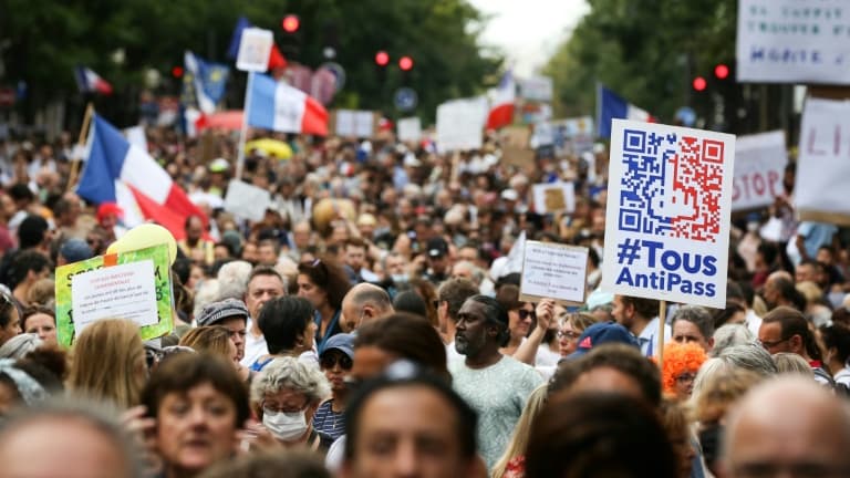 Manifestation contre le pass sanitaire à Paris, le 4 septembre 2021. (Image d'illustration)