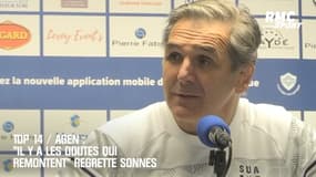 Top 14 / Agen : "Il y a les doutes qui remontent" regrette Sonnes