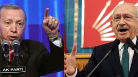 Le président Erdogan etson adversaire à la présidentielle Kiliçdaroglu.