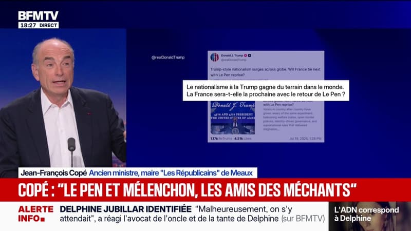 Pour Jean-François Copé (LR), entre Marine Le Pen et Donald Trump "les méthodes sont les mêmes"