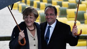 Angela Merkel et François Hollande le 9 mai 2014 à Binz, en Allemagne, sur les bord de la mer Baltique.