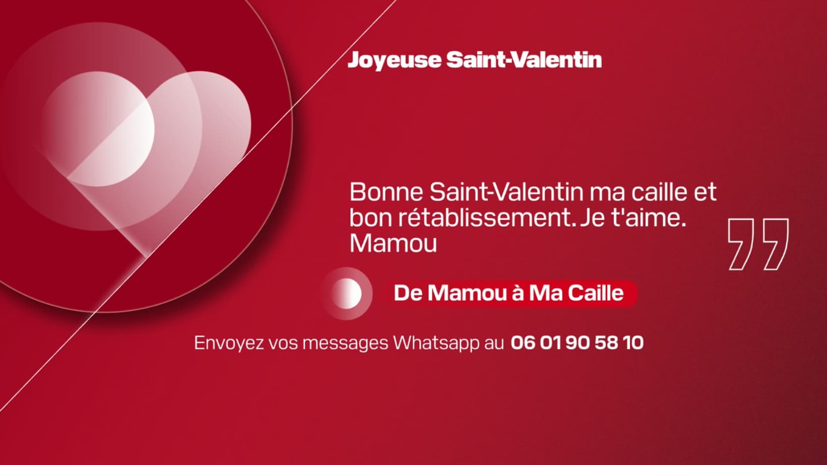 Message de Saint-Valentin, BFM DICI. Message de Saint-Valentin, BFM DICI.