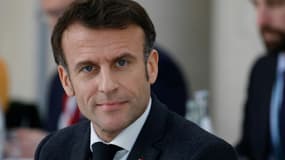 Le président français  Emmanuel Macron, le 19 janvier 2023 à Barcelone
