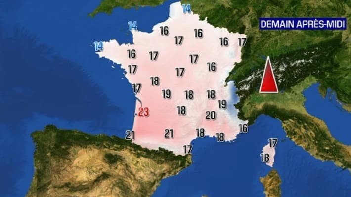 Les températures ce dimanche après-midi