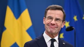 Le Premier ministre suédois Ulf Kristersson assiste à une conférence de presse après que le Parlement hongrois a voté oui pour ratifier l'adhésion de la Suède à l'OTAN, à Stockholm, en Suède, le 26 février 2024. 