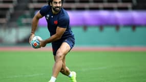 L'ailier Yoann Huget à l'entraînement avec le XV de France lors de la Coupe du monde 2019, à Kumamoto au Japon, le 8 octobre