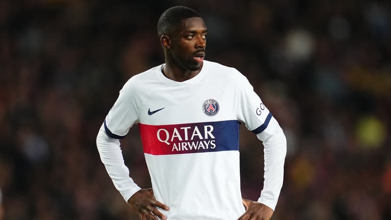 Ousmale Dembélé lors du match Barça-PSG, à Barcelone le 16 avril 2024