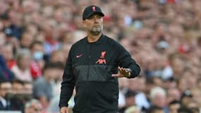 L'Allemand Jurgen Klopp, l'entraîneur emblématique de Liverpool, pendant le match de Premier League contre Chelsea à Anfield Road le 28 août 2021 à Liverpool
