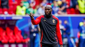 Romelu Lukaku avant le match contre la France, le 1 juillet 2024 à Düsseldorf, lors de l'Euro 2024