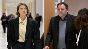 L'actrice française Adèle Haenel regarde son arrivée au procès du réalisateur français Christophe Ruggia pour l'avoir agressée sexuellement alors qu'elle avait moins de 15 ans et lui entre 35 et 40 ans, cinq ans après que ses allégations ont déclenché le mouvement #MeToo en France, au palais de justice de Paris, le 10 décembre 2024.