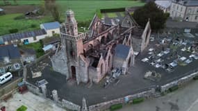 L'église de Bringolo (Côtes d'Armor) ravagée par un incendie, le mardi 9 avril 2024.