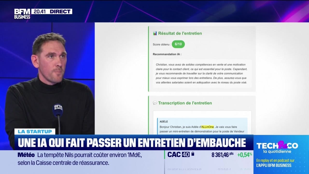 Jérémy Duris (ALLinOne) : Adèle, l’IA qui présélectionne les candidats avant un entretien d'embauche - 17/02 Kép