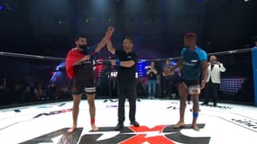 Benoît Saint Denis lors de sa victoire contre Marc Diakiese, à Paris le 18 mai 2024