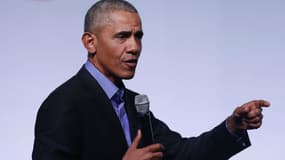 Barack Obama à Chicago le 1er novembre 2017 lors de la première édition du sommet de sa fondation nouvellement créée, The Obama Foundation Summit
