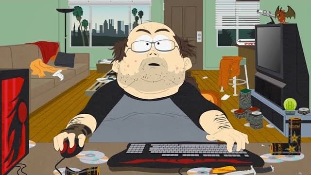Le personnage du joueur de WoW dans l'épisode "Make love, not Warcraft" de la série South Park Le personnage du joueur de WoW dans l'épisode "Make love, not Warcraft" de la série South Park