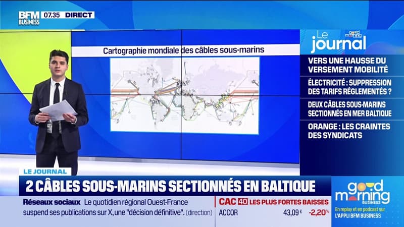 Soupçons de sabotage en mer Baltique après la rupture de deux câbles sous-marins