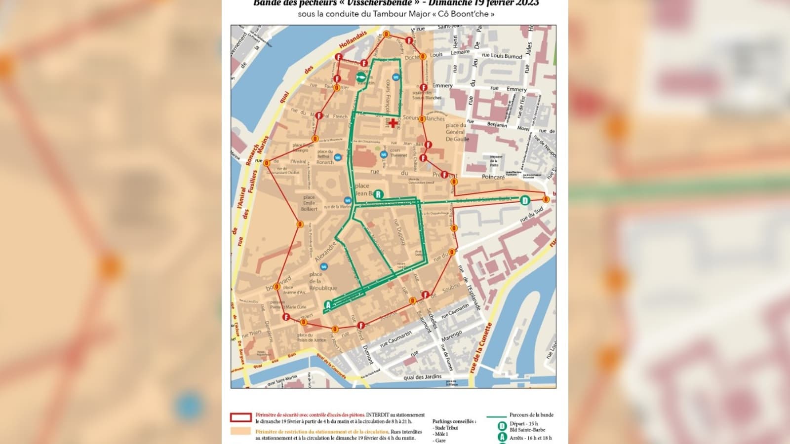 Le parcours de la bande de Dunkerque le dimanche 19 février Le parcours de la bande de Dunkerque le dimanche 19 février