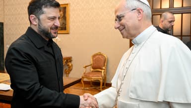 Le président Volodymyr Zelensky rencontre le pape Leon XIV à Castel Gandolfo le 9 décembre 2025