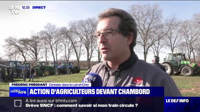 Colère des agriculteurs: des exploitants mobilisés devant le château de Chambord, dans le Loir-et-Cher