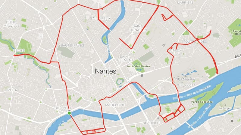 Le parcours du cycliste dessine un cycliste
