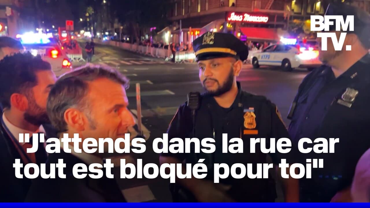 Emmanuel Macron bloqué dans les rues de New York par le cortège de ...