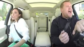 Victoria Beckham et James Corden dans le "Carpool Karaoke". 