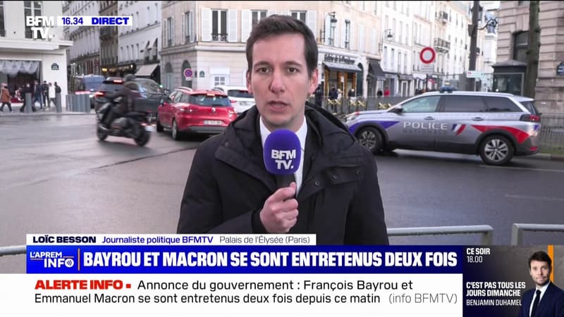 Emmanuel Macron s'est entretenu ce dimanche à deux reprises avec François Bayrou qui procède 