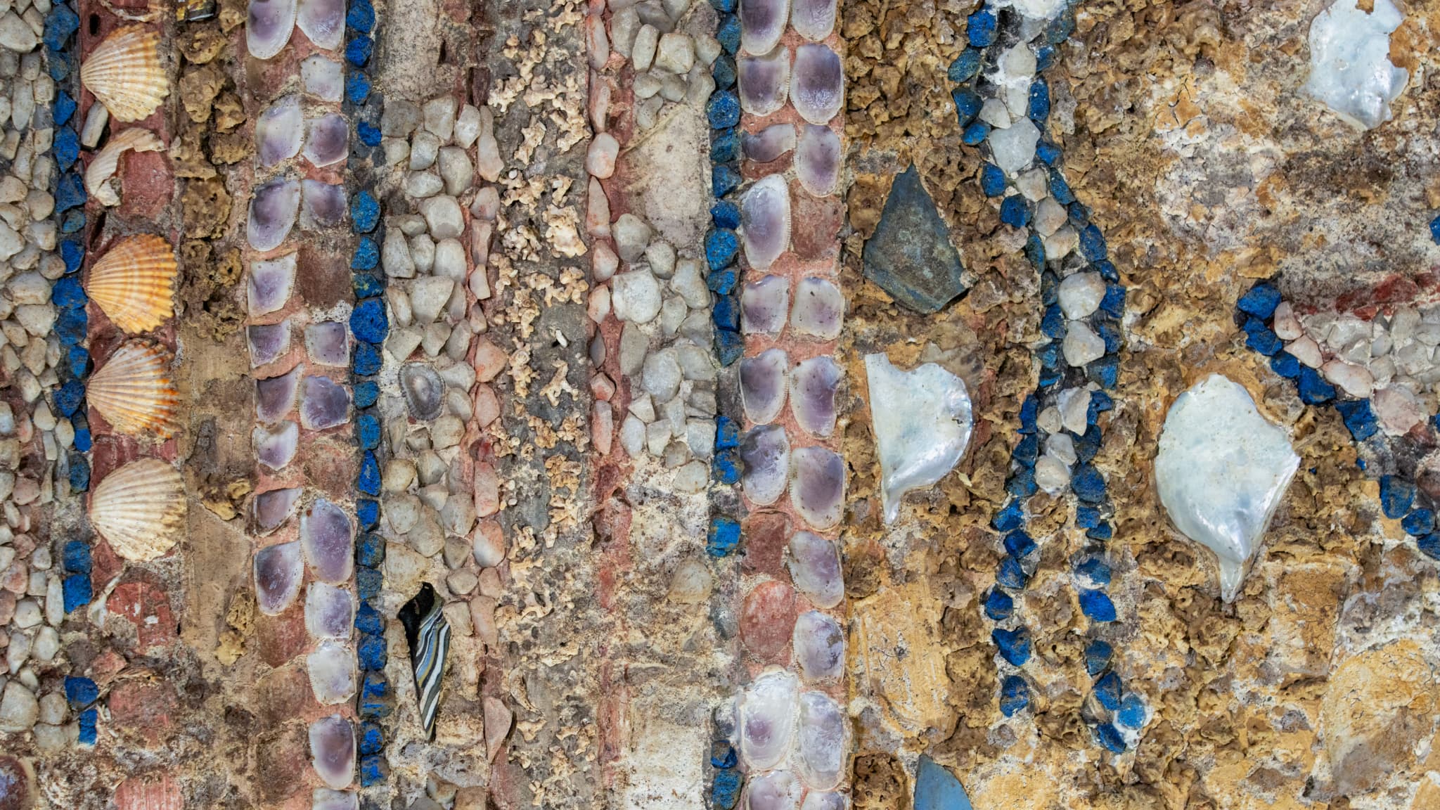Cette photo diffusée par le ministère italien de la Culture le 12 décembre 2023 montre des coquillages dans des mosaïques découvertes dans une luxueuse maison romaine près du Colisée. 