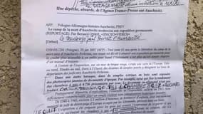 Une lettre comportant des inscriptions antisémites