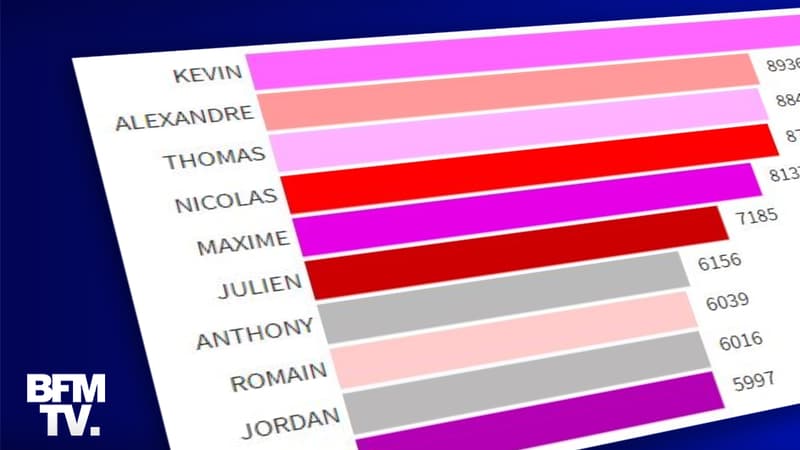 Les 10 prénoms masculins les plus populaires en 1993.