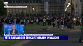 Fête sauvage et évacuation sur l'esplanade des Invalides à Paris - 12/06