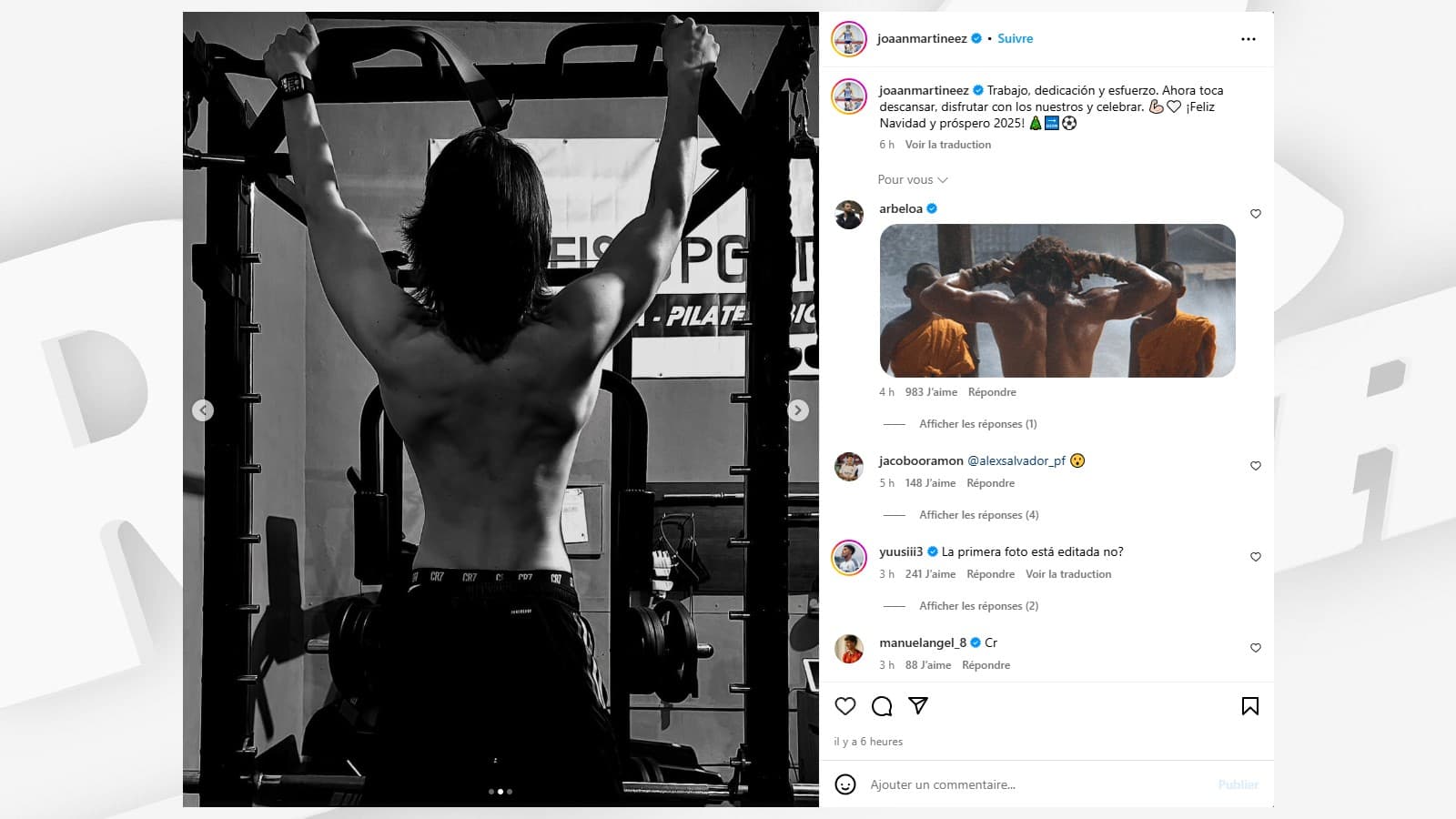 Le jeune défenseur du Real Madrid Joan Martinez fait admirer sa transformation physique