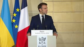 Le président de la République Emmanuel Macron à l'Élysée le 16 février 2024.