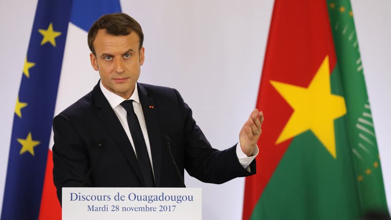 Emmanuel Macron lors de son discours à l'université de Ouagadougou, le 28 novembre 2017.