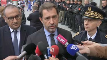 Christophe Castaner en déplacement à l'hôpital de la Pitié Salpêtrière à Paris, le 1er mai 2019