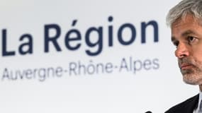 Le président Les Républicains (LR) de la région Auvergne-Rhône-Alpes, Laurent Wauquiez, au siège de l'institution à Lyon, le 19 octobre 2023